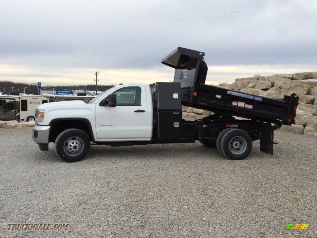 2015 Sierra 3500HD Work Truck Regular Cab 4x4 Dump Truck - Summit White / Jet Black/Dark Ash photo #3