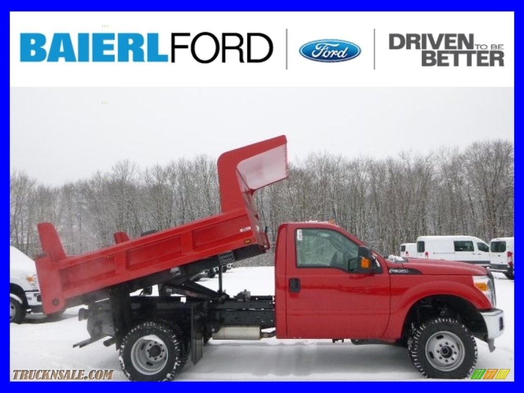Vermillion Red / Steel Ford F350 Super Duty XL Regular Cab 4x4 Dump Truck