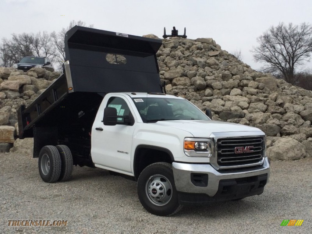 2015 Sierra 3500HD Work Truck Regular Cab 4x4 Dump Truck - Summit White / Jet Black/Dark Ash photo #1