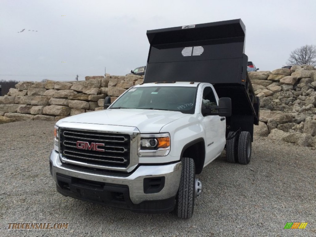 2015 Sierra 3500HD Work Truck Regular Cab 4x4 Dump Truck - Summit White / Jet Black/Dark Ash photo #2