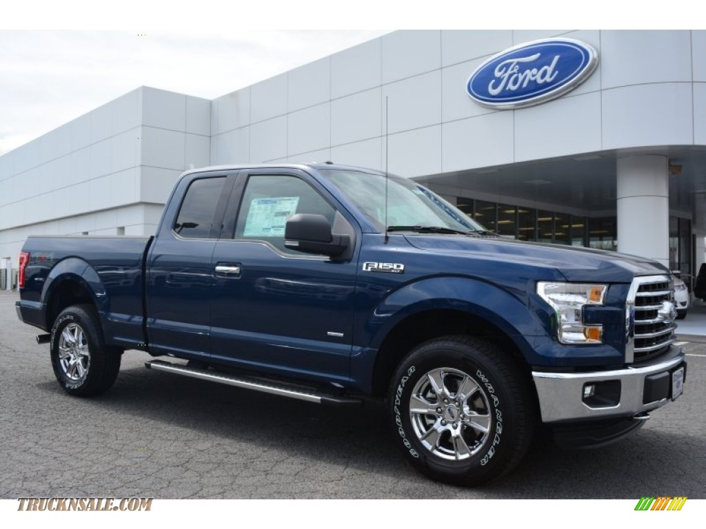 Blue Jeans Metallic / Medium Earth Gray Ford F150 XLT SuperCab 4x4. 