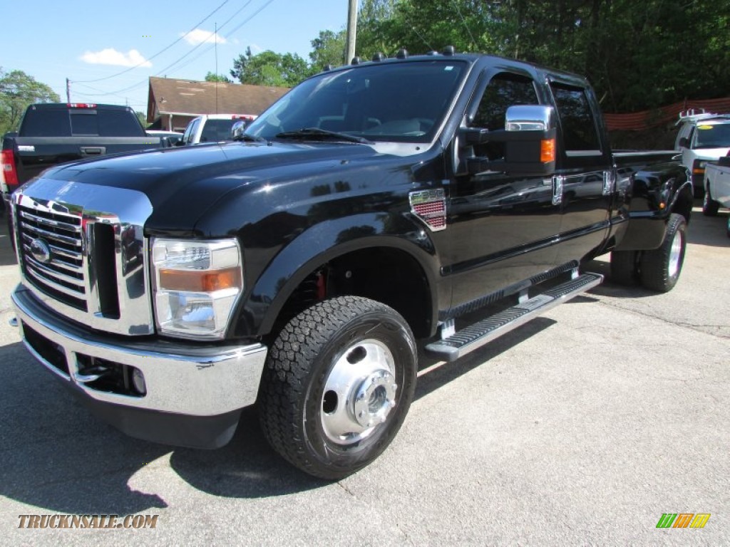 2009 F350 Super Duty Lariat Crew Cab 4x4 Dually - Black Clearcoat / Camel photo #2