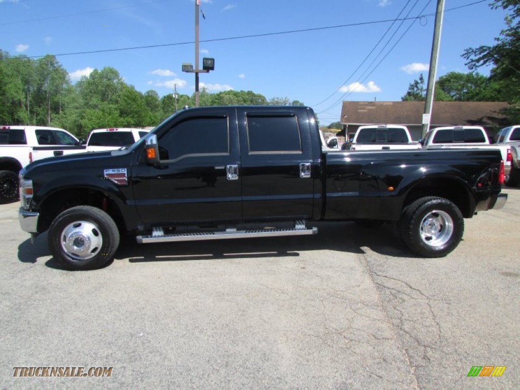 2009 F350 Super Duty Lariat Crew Cab 4x4 Dually - Black Clearcoat / Camel photo #3