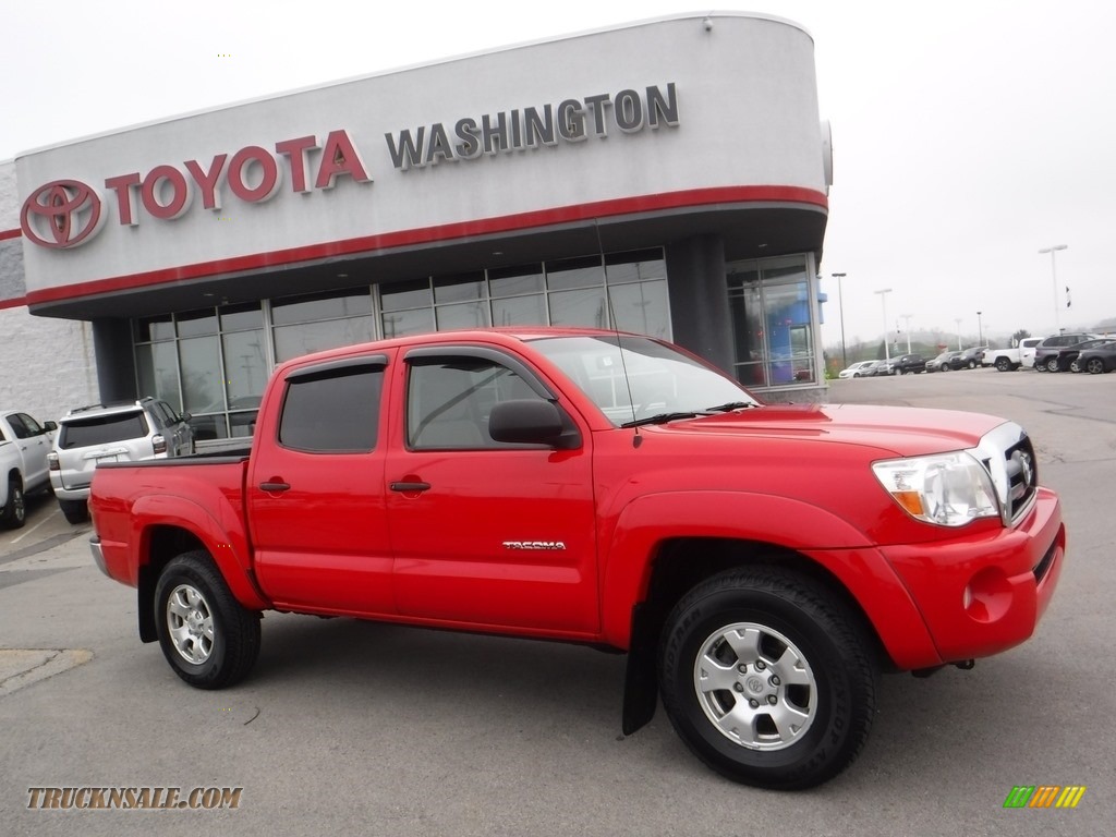 2008 Tacoma V6 SR5 Double Cab 4x4 - Radiant Red / Taupe photo #2