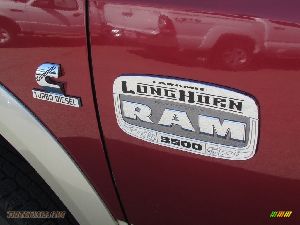 2011 Ram 3500 HD Laramie Longhorn Mega Cab 4x4 Dually - Deep Cherry Red Crystal Pearl / Light Pebble Beige/Bark Brown photo #15