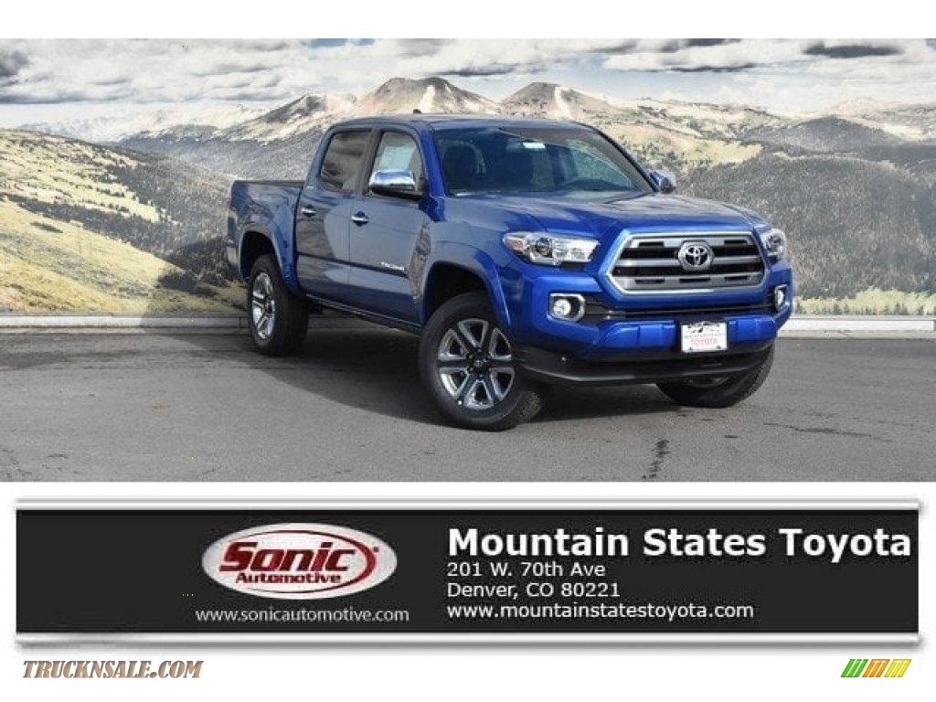Blazing Blue Pearl / Limited Hickory Toyota Tacoma Limited Double Cab 4x4