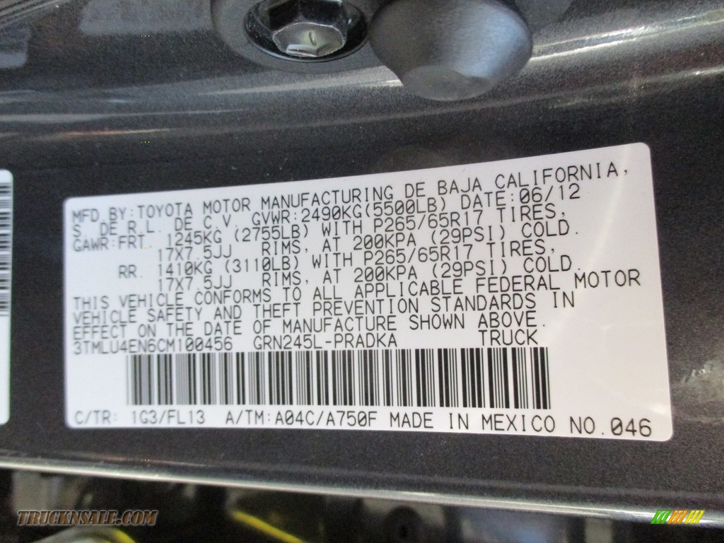 2012 Tacoma V6 SR5 Double Cab 4x4 - Magnetic Gray Mica / Graphite photo #30