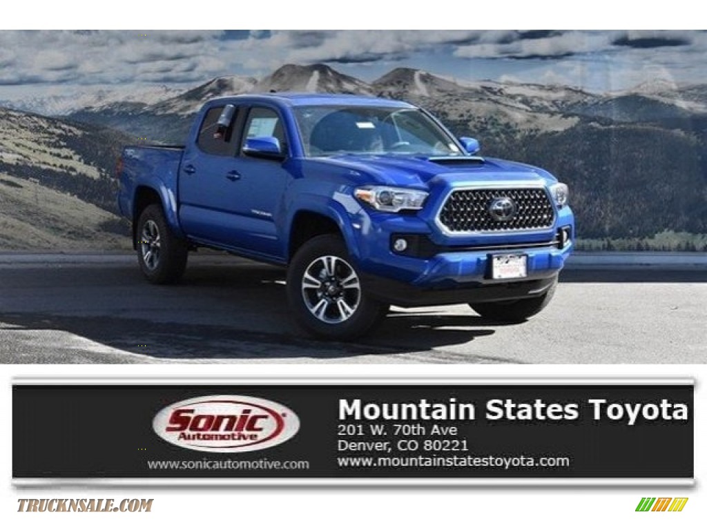 Blazing Blue Pearl / Cement Gray Toyota Tacoma TRD Sport Double Cab 4x4