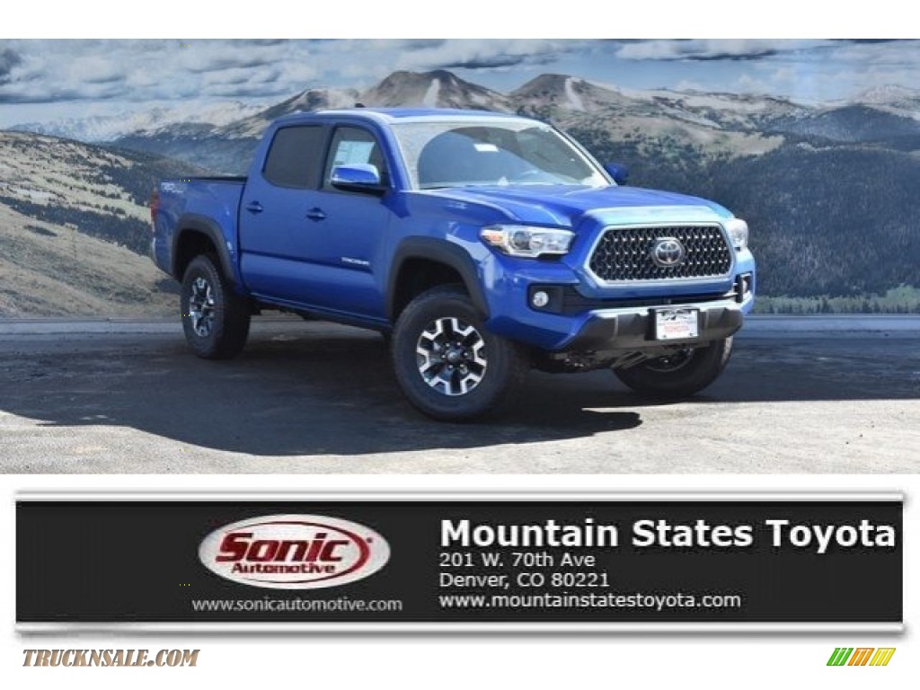 Blazing Blue Pearl / Cement Gray Toyota Tacoma TRD Off Road Double Cab 4x4