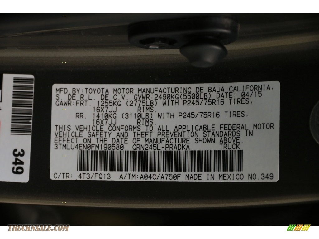 2015 Tacoma V6 Double Cab 4x4 - Pyrite Mica / Graphite photo #19