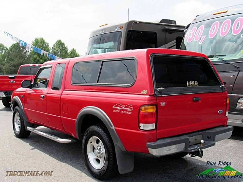 1999 Ranger XLT Extended Cab 4x4 - Bright Red / Medium Prairie Tan photo #3