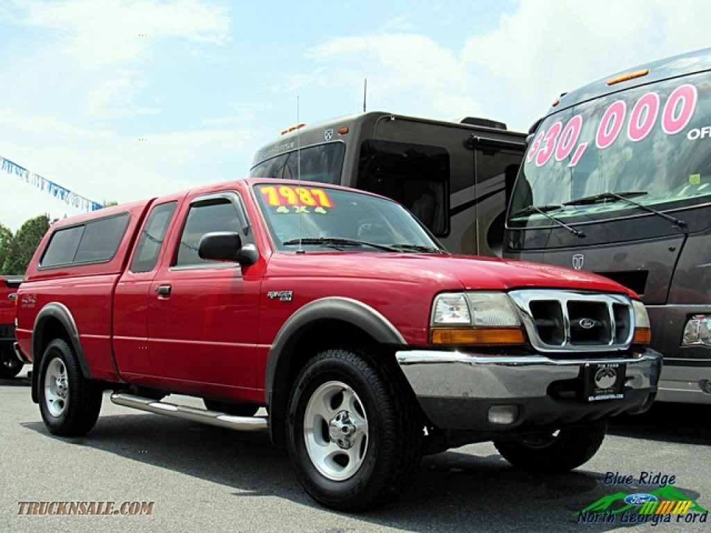 1999 Ranger XLT Extended Cab 4x4 - Bright Red / Medium Prairie Tan photo #8
