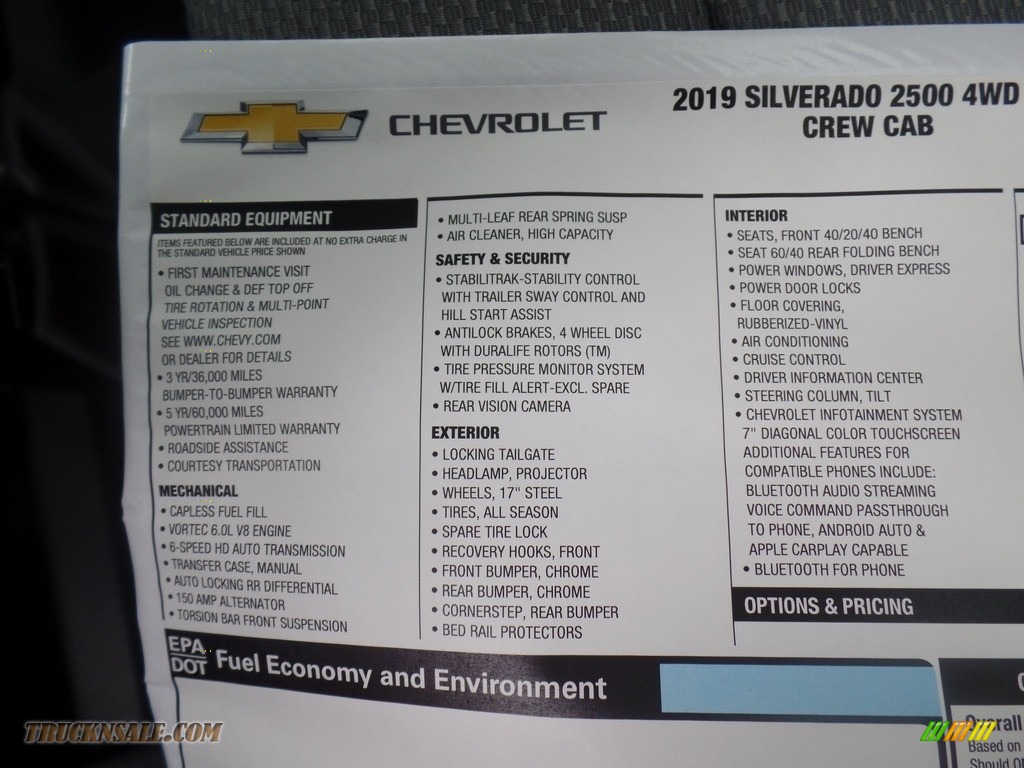 2019 Silverado 2500HD Work Truck Crew Cab 4WD - Summit White / Dark Ash/Jet Black photo #44