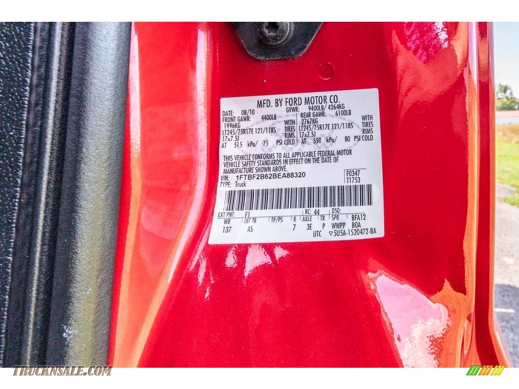 2011 F250 Super Duty XL Regular Cab 4x4 - Vermillion Red / Steel Gray photo #36