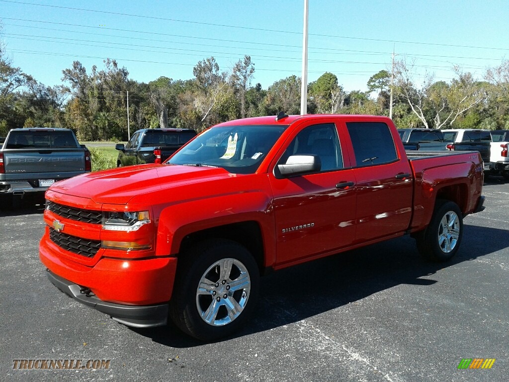 Red Hot / Dark Ash/Jet Black Chevrolet Silverado 1500 Custom Crew Cab 4x4