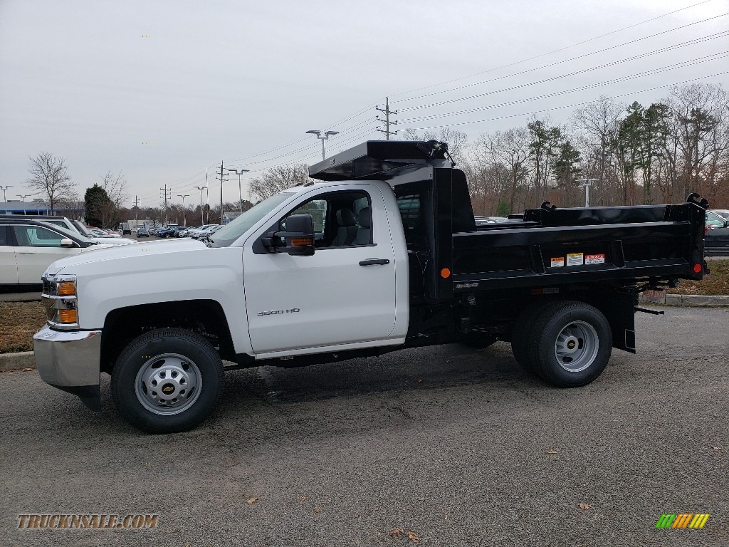 2019 Silverado 3500HD Work Truck Regular Cab 4x4 Dump Truck - Summit White / Dark Ash/Jet Black photo #3