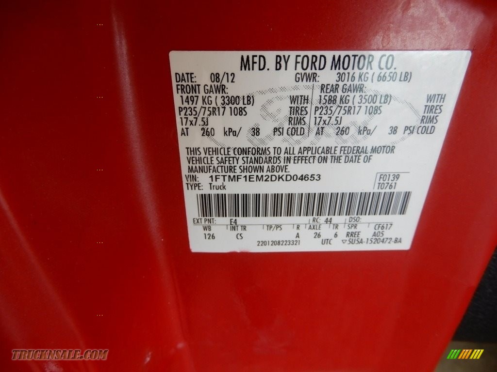 2013 F150 XL Regular Cab 4x4 - Vermillion Red / Steel Gray photo #18