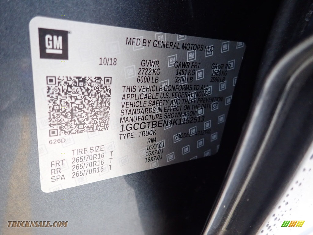 2019 Colorado WT Crew Cab 4x4 - Shadow Gray Metallic / Jet Black/Dark Ash photo #23