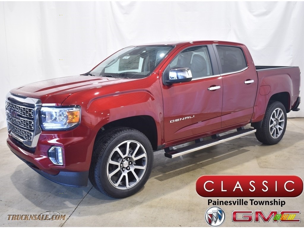 Cayenne Red Tintcoat / Cocoa/Dark Atmosphere GMC Canyon Denali Crew Cab 4WD