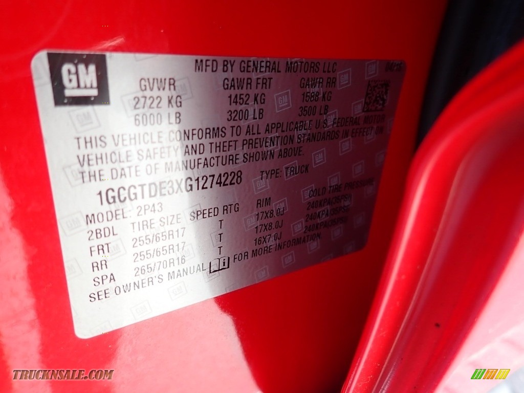 2016 Colorado Z71 Crew Cab 4x4 - Red Hot / Jet Black photo #28