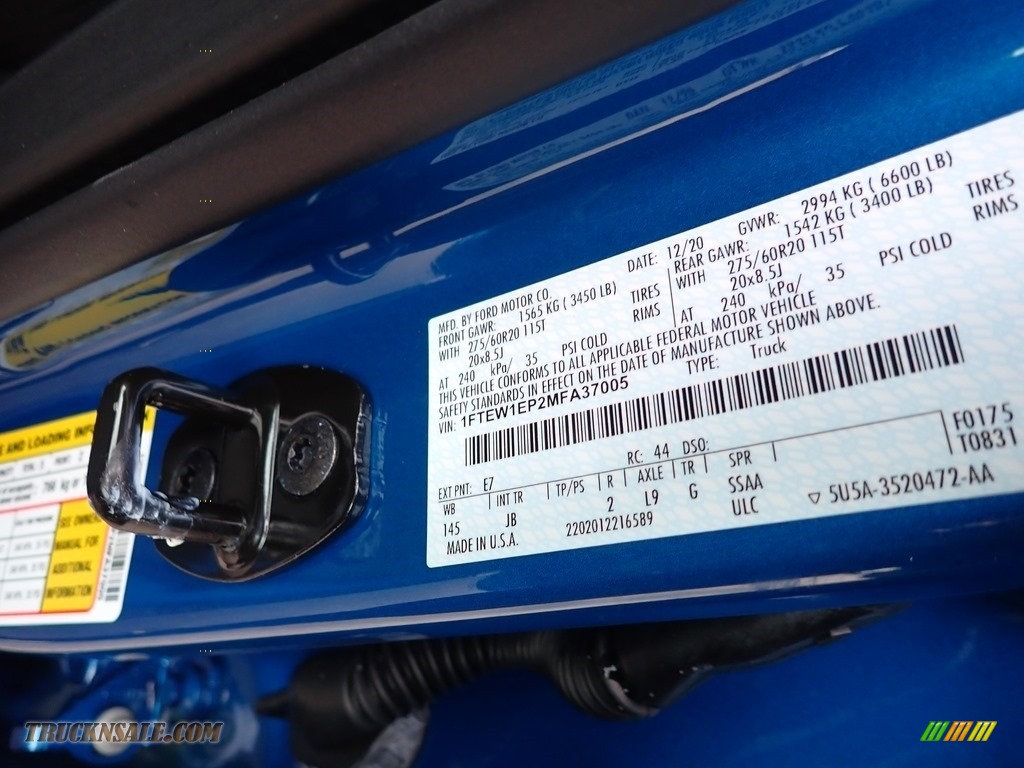 2021 F150 STX SuperCrew 4x4 - Velocity Blue / Black photo #11