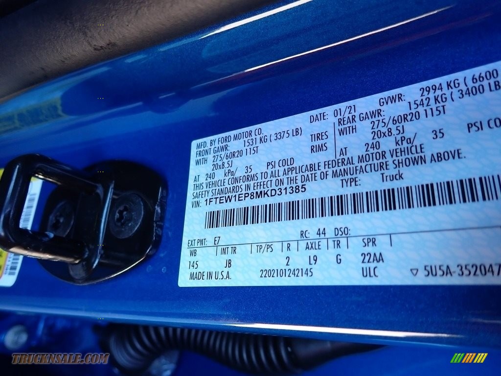 2021 F150 STX SuperCrew 4x4 - Velocity Blue / Black photo #13