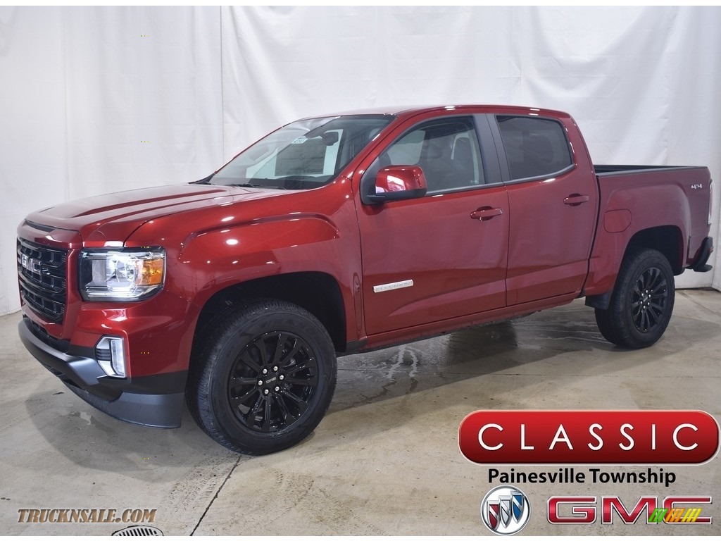 Cayenne Red Tintcoat / Jet Black GMC Canyon Elevation Extended Cab 4WD