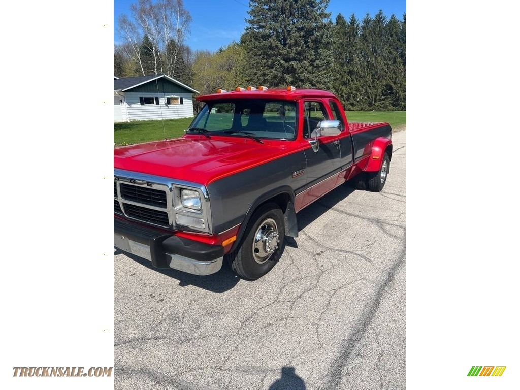 1993 Ram Truck D350 Extended Cab Dually - Poppy Red / Gray photo #1