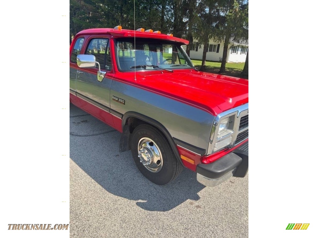 1993 Ram Truck D350 Extended Cab Dually - Poppy Red / Gray photo #15