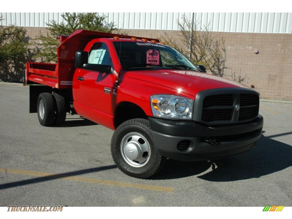 Flame Red / Medium Slate Gray Dodge Ram 3500 ST Regular Cab 4x4 Chassis Dump Truck