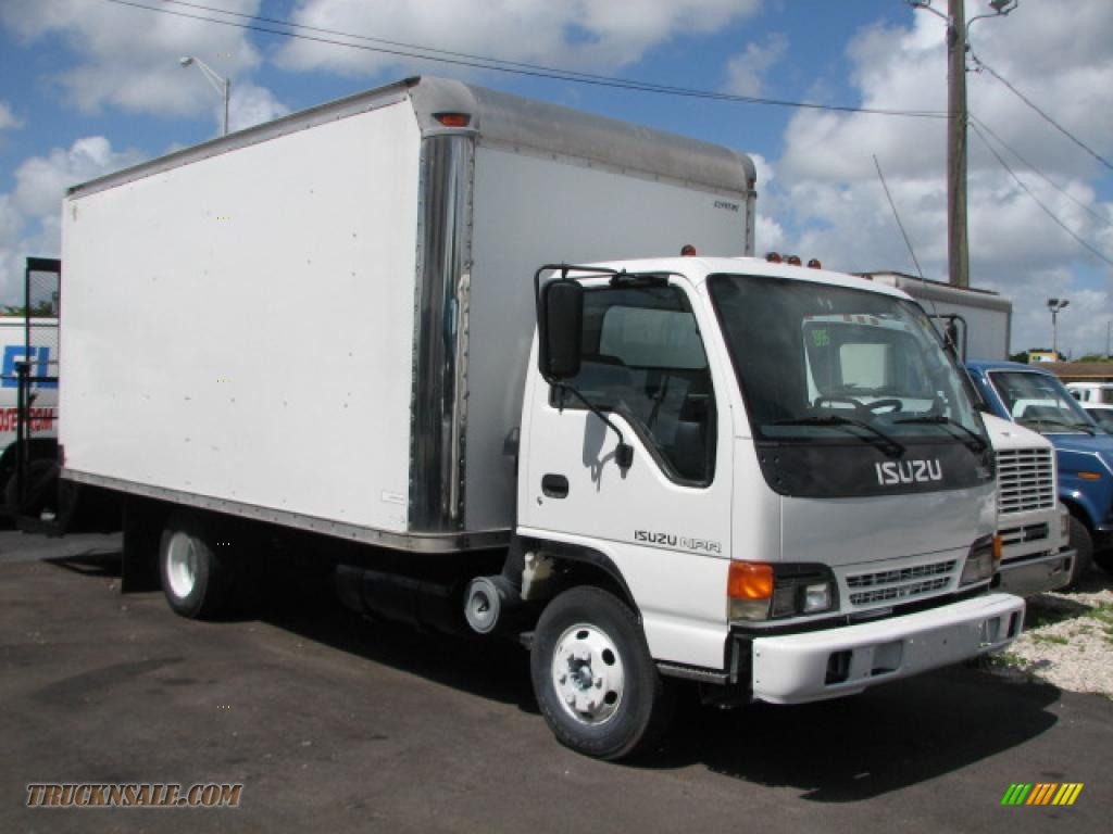 White / Gray Isuzu N Series Truck NPR Moving Van