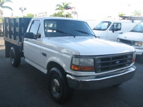 Oxford White 1995 Ford F250 XL Regular Cab Stake Truck