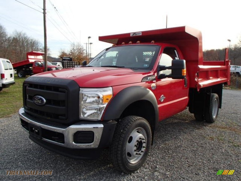 2014 F550 Super Duty XL Regular Cab 4x4 Dump Truck - Vermillion Red / Steel photo #4