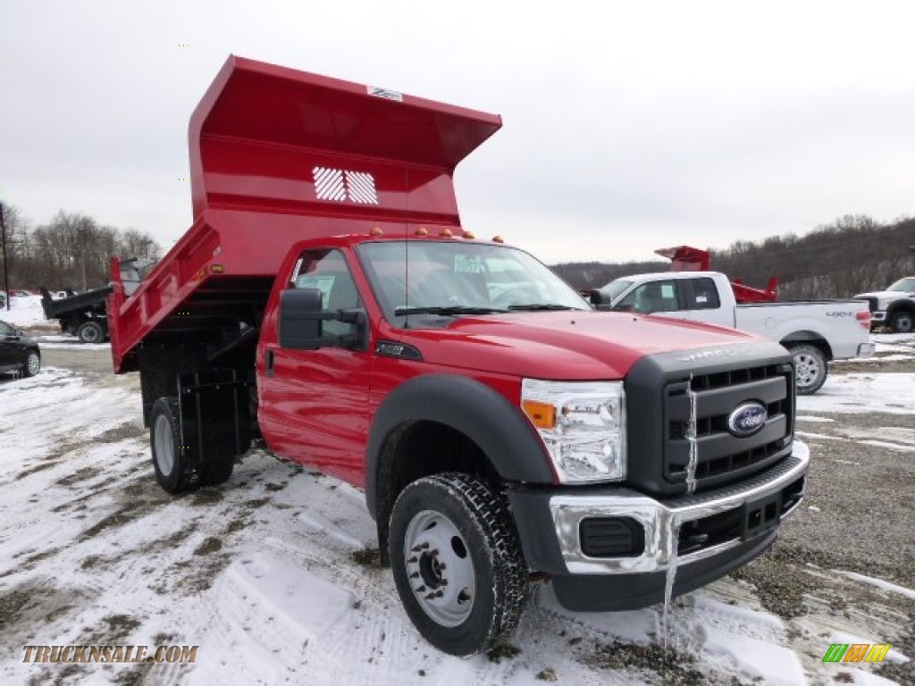 2014 F450 Super Duty XL Regular Cab 4x4 Dump Truck - Vermillion Red / Steel photo #2