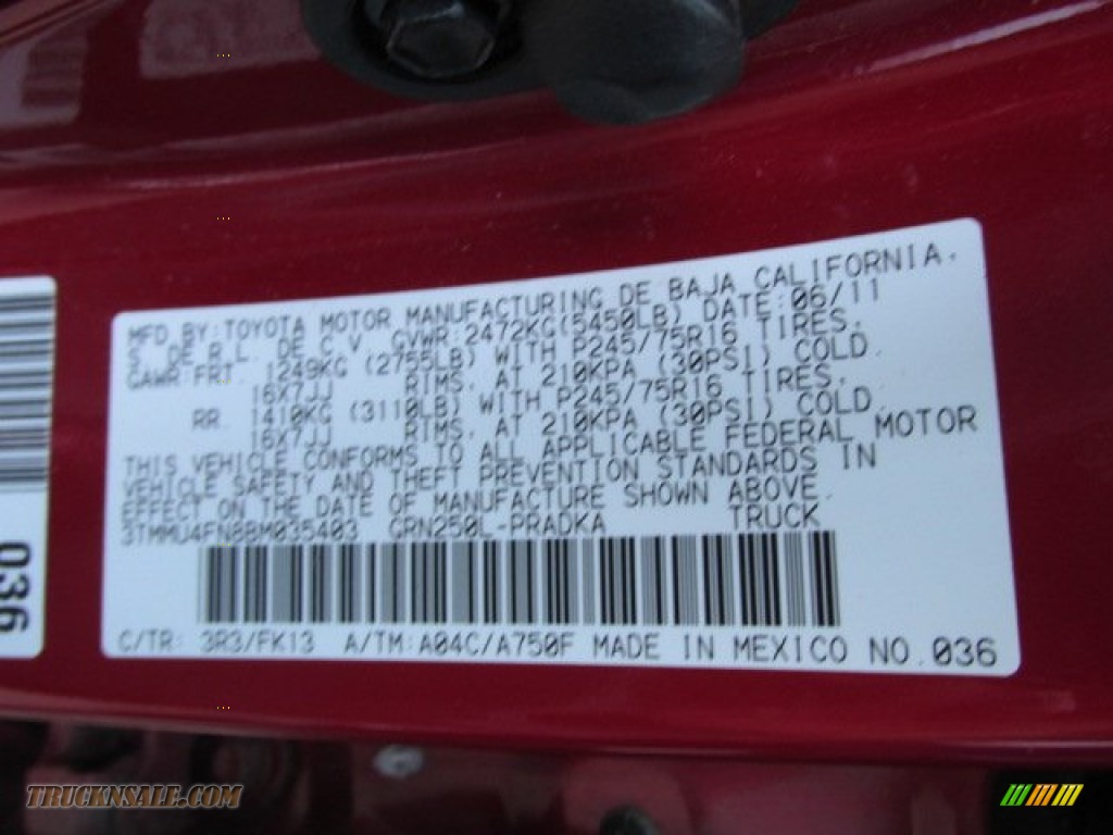 2011 Tacoma V6 SR5 Double Cab 4x4 - Barcelona Red Metallic / Graphite Gray photo #19