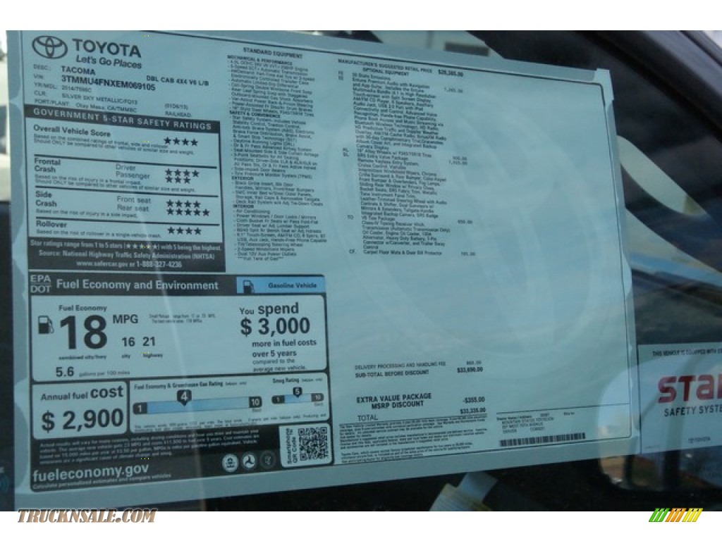 2014 Tacoma V6 SR5 Double Cab 4x4 - Silver Sky Metallic / Graphite photo #10