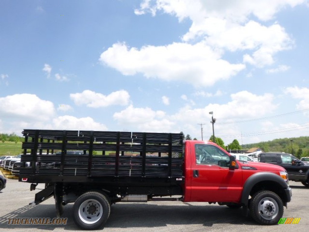 2014 F550 Super Duty XL Regular Cab 4x4 Stake Truck - Vermillion Red / Steel photo #1
