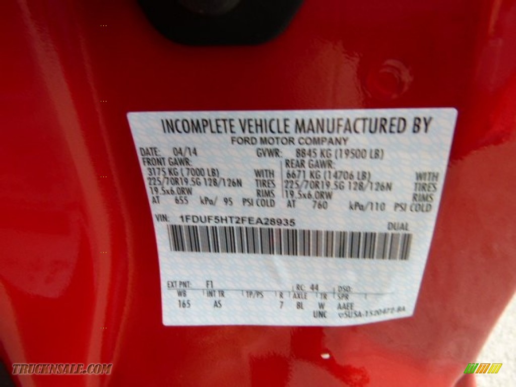 2015 F550 Super Duty XL Regular Cab 4x4 Chassis - Vermillion Red / Steel photo #20