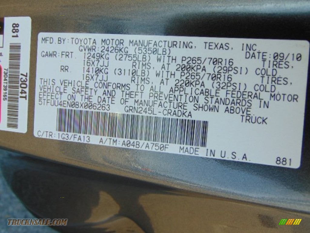 2011 Tacoma V6 TRD Access Cab 4x4 - Magnetic Gray Metallic / Graphite Gray photo #19