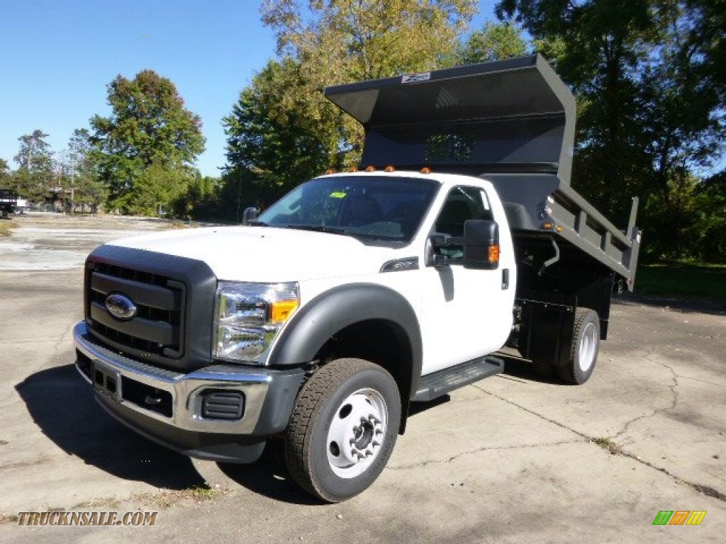 2015 F450 Super Duty XL Regular Cab Dump Truck 4x4 - Oxford White / Steel photo #4